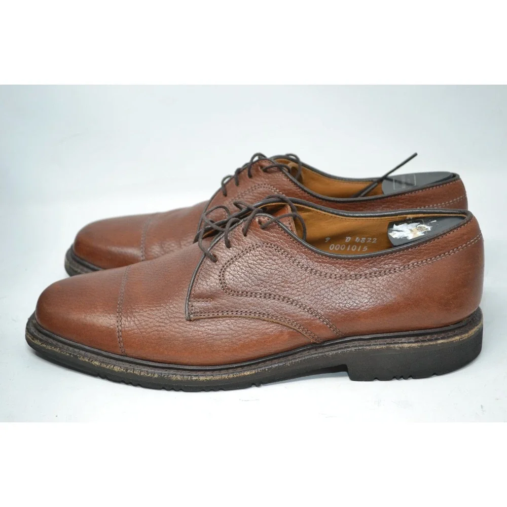 ALLEN EDMONDS Becker BROWN Pebbled Leather Lace Shoes Mens 9‎ D Cap Toe Oxford